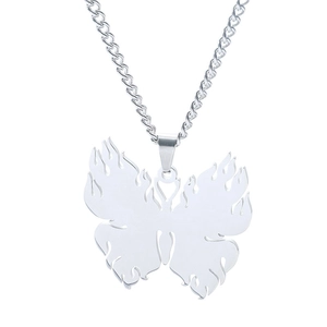 Collier en acier titane avec pendentif papillon de feu tendance pour hommes et femmes