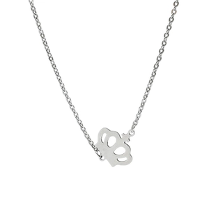 Minimalist silver crown pendant necklace in stainless steel with a delicate O-chain