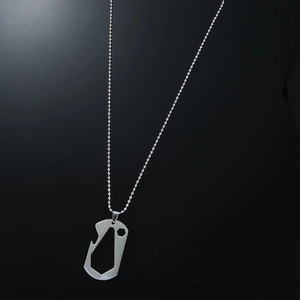 Hip hop titanium steel dog tag necklace with built-in bottle opener and wrench pendant
