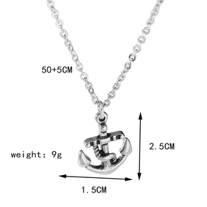 Detailed specs of anchor pendant necklace with 50+5cm chain length and 9g weight