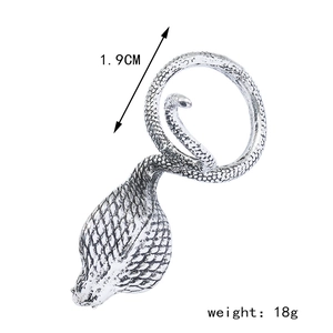 Detailed view of cobra snake ring showing 1.9cm inner diameter and scale texture