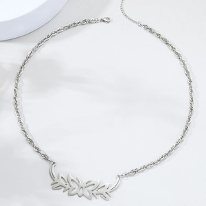 Y2K tribal butterfly pendant necklace with twisted rope chain in silver finish