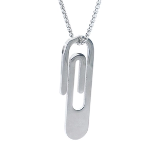 Collier pendentif trombone minimaliste en acier inoxydable avec chaîne boîte pour hommes