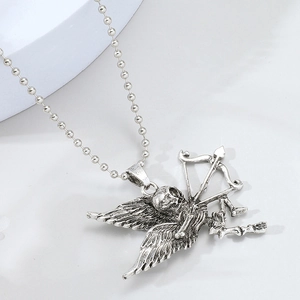 Collier Pendentif Ange Squelette de Tir à l'Arc Punk Gothique pour Hommes Femmes Alliage Vintage Style Sombre Hip Hop