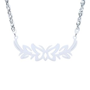 Y2K tribal hollow butterfly pendant necklace in silver stainless steel finish
