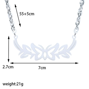 Detailed size specifications of the tribal butterfly pendant necklace showing 55+5cm chain length