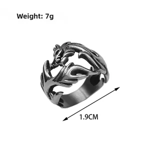 Detailed view of vintage dragon ring dimensions showing 1.9cm diameter and 7g weight