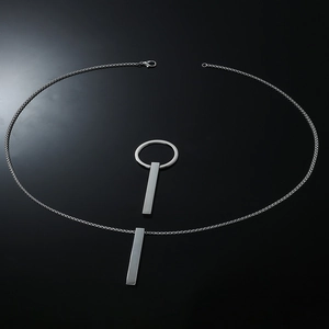 Collier Pendentif Barre en Acier Inoxydable Minimaliste Style Hip Hop Bijoux Industriels Géométriques Polis en Acier Titane Pour Hommes Femmes