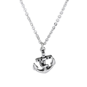 Punk hip hop anchor pendant necklace for men in vintage silver finish with link chain