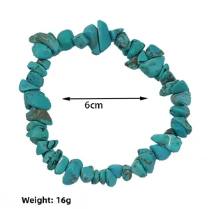 Detail showing irregular natural turquoise stone bracelet with 6cm inner diameter and 16g weight