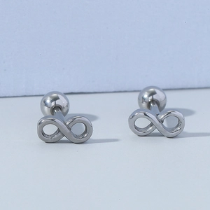 Minimalist Infinity Stud Earrings For Men Women Stainless Steel Post Screw Back Number 8 Small Cartilage Jewelry Gift