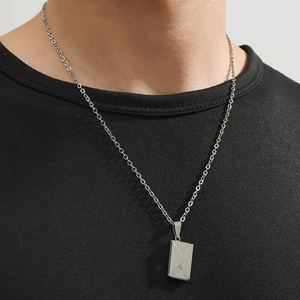 Minimalist silver envelope pendant necklace on a silver chain for men and women