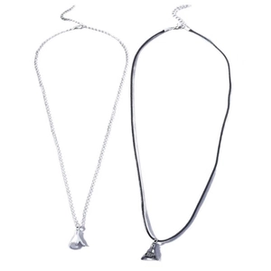 Minimalist silver devil hand gesture pendant necklaces for couples with chain and cord