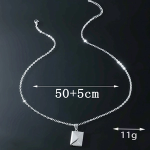 Creative silver envelope pendant necklace 55cm length unisex fashion jewelry accessory