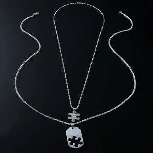Colliers Pendentif Puzzle en Acier Inoxydable pour Couples Unisexe Argent Lettrage Forever Bijoux Hip Hop