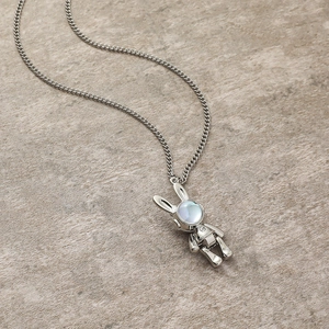 Collier Pendentif Lapin Mécanique Alliage Strass Bijoux Lapin Robot Chaîne de Cou Mobile Tendance pour Accessoires Quotidiens Unisexes