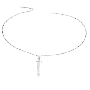 Luminous cross sword pendant necklace in silver metal finish for streetwear style