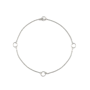 Minimalist silver titanium steel chain necklace featuring a toggle clasp and open hoops