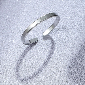 Minimalist Stainless Steel Plain Open Adjustable Ring For Men Women Silver Polished Geometric Band Finger Ring Jewelry Gift