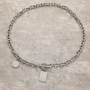Silver titanium steel heart necklace with LOVE pendant and OT toggle clasp closure