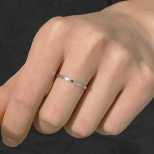 Minimalist silver adjustable titanium steel ring with a polished finish for women