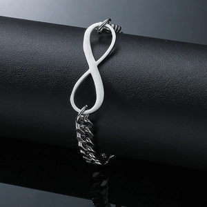 Titanium Steel Infinity Symbol Cuban Link Chain Bracelet For Men Women Fashion Jewelry Adjustable Silver Curb Chain Bracelet