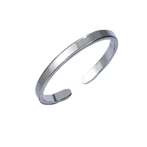 Minimalist silver-tone polished titanium steel adjustable open ring with a mirror finish