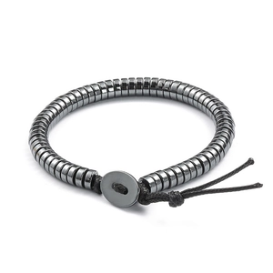 Men's Handmade Braided Hematite Bracelet Adjustable Woven Cord Non-magnetic Hematite Beads Minimalist Fashion Jewelry Gift