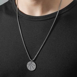 Stainless Steel Basketball Pendant Necklace For Men Women Hollow Sports Jewelry Hip Hop Titanium Steel Chain Accessory