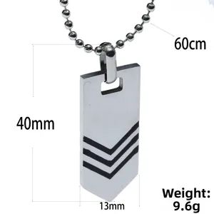Arrow geometric titanium steel pendant with dimensions 40mm by 13mm and 60cm ball chain