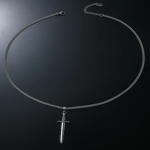 Punk-Stil silberne Schwert-Halskette mit Edelstahl-Gliederkette für Herren Accessoire
