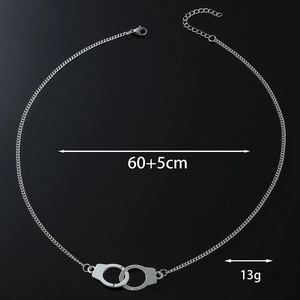 Polished stainless steel handcuffs pendant necklace for men with 60+5cm adjustable chain