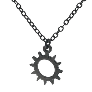 Minimalist matte black hollow sun pendant necklace for women with sleek cable chain