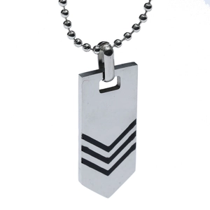 Hip hop arrow pendant men's geometric stainless steel necklace with black V-stripes