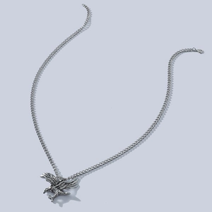 Collier vintage avec pendentif aigle en acier inoxydable et chaîne cubaine pour homme
