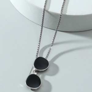 Trendy Hip Hop Sunglasses Pendant Necklace For Men Women Creative Alloy Silver Punk Style Jewelry Accessories