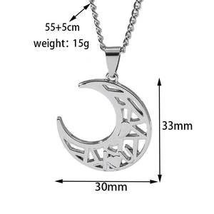 Specifiche delle dimensioni del ciondolo a luna con incisione I Love You e design cavo