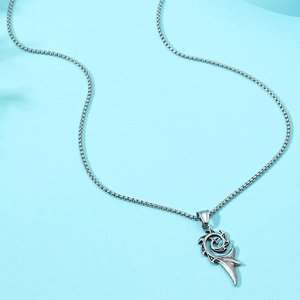 Pendentif phénix de flamme vintage avec chaîne à billes pour homme style hip-hop