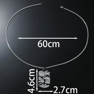 Detailed dimensions of camo military tag necklace with 60cm chain and 4.6cm pendant height