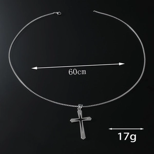 Collier avec pendentif croix en acier inoxydable poli 60cm pour hommes et femmes