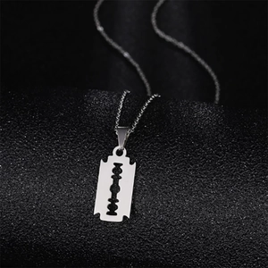 Gothic punk style stainless steel razor blade pendant necklace for men and women