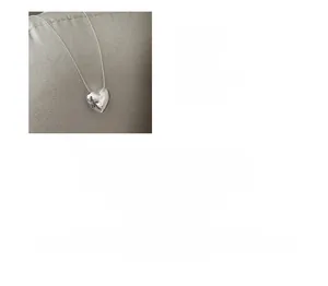 Detail of S925 silver heart pendant necklace with smooth snake chain showing dimensions