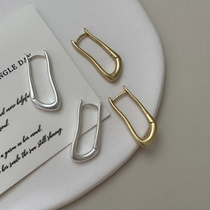 Orecchini a Cerchio in Argento Sterling 925 a Forma di U Irregolare per Donna Placcato Oro Argento Opaco Gioielli Minimalisti