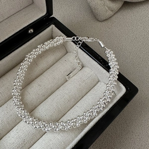 S925 Sterling Silver Triple-Strand Beaded Wrapped Bracelet For Women Minimalist Korean Style Adjustable Woven Bead Fashion Jewelry