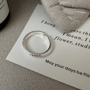 Minimalist S925 sterling silver open ring with unique hammered lava texture finish