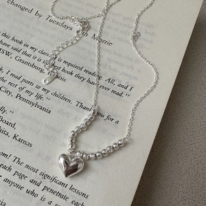 925 Sterling Silver Heart Pendant Necklace Minimalist Korean Style Laser Bead Clavicle Chain Electroplated Jewelry For Women