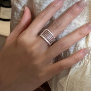 S925 sterling silver multi-layer beaded rings for women with minimalist stacked design