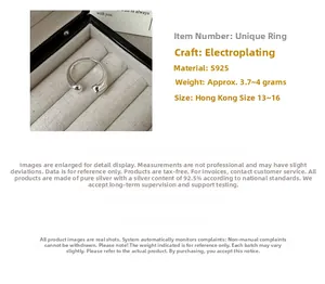 Detailed view of S925 sterling silver shell ring showing 3.7-4g weight and size parameters