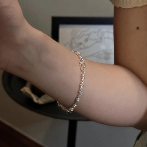 Elegant S925 sterling silver twisted rope chain bracelet with secure lobster clasp