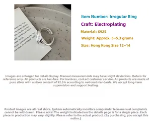 Detailed view of S925 sterling silver ring featuring irregular textured geometric design